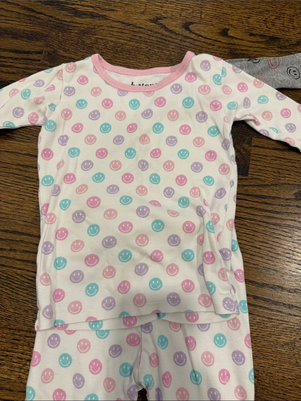 Two Pairs B Steps Little Mish Smiley Face Girls’ Pajama Sets-Pink 18-24 Months